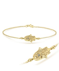 Gold Plated Palm Shaped Silver Bracelet BRS-31-GP